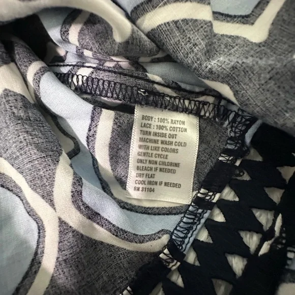 Crown & Ivy Blue and Black Geometric Blouse - Picture 6 of 11